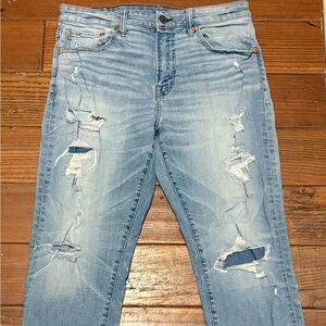 American Eagle Outfitters Blue Skinny Jeans Distressed
